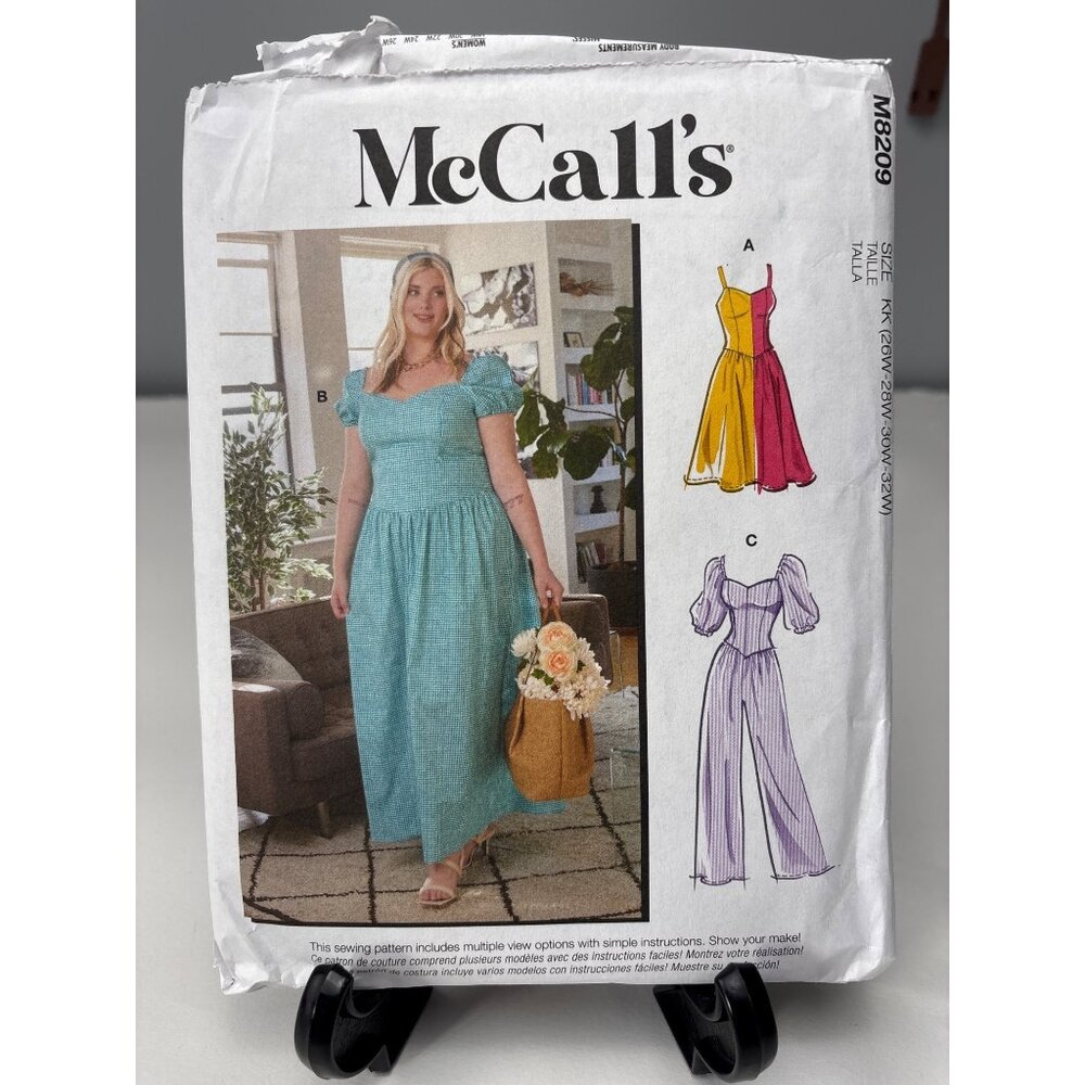 McCalls M8209 Dress Jumpsuit Sewing Pattern Uncut Size 26W 28W 30W 32W